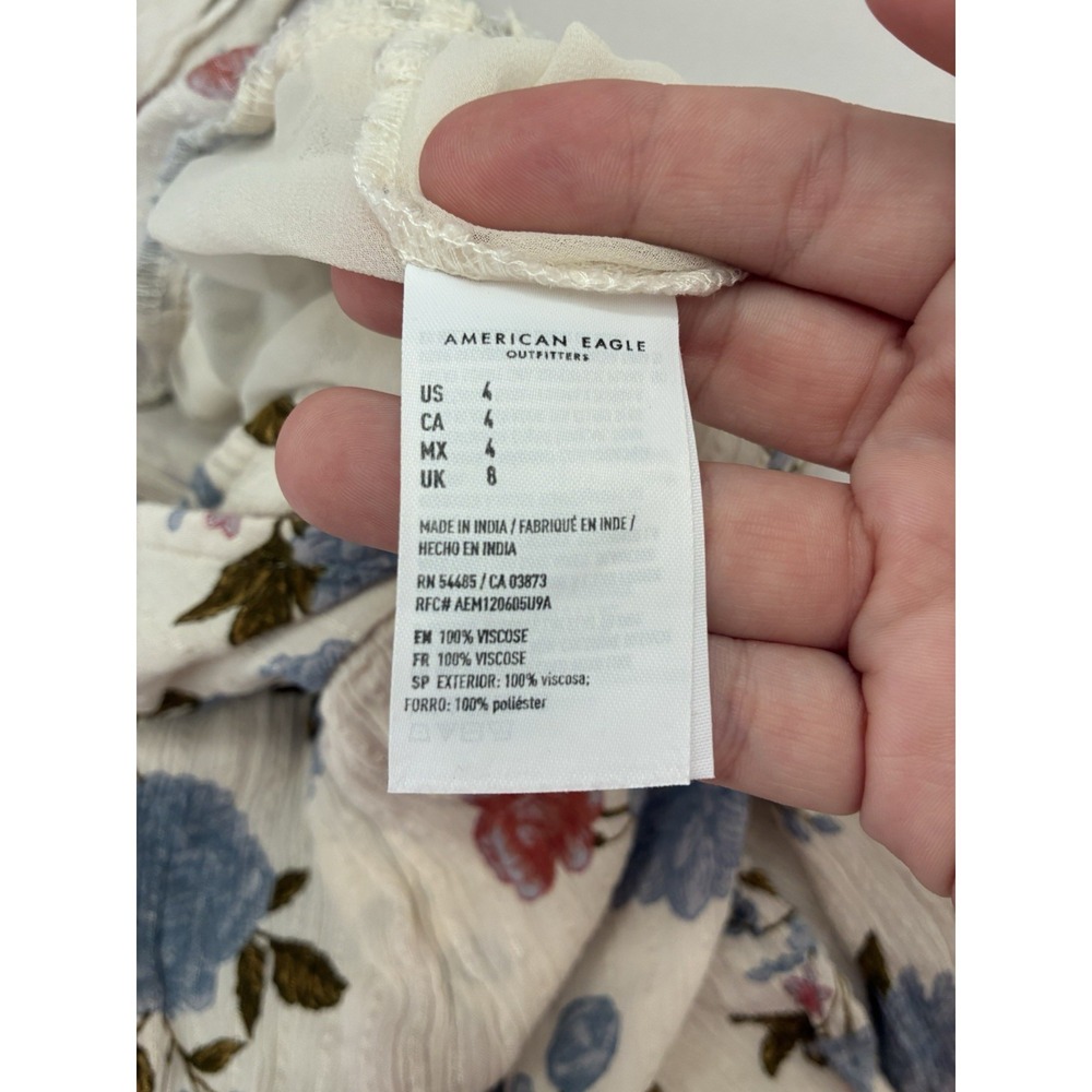 American Eagle Outfitters Cream & Floral Tulip Leg Jumpsuit‎ Women's Size 4 Boho - Picture 7 of 11